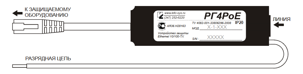 Грозозащита Info-Sys РГ4PoE (РГ4PoE.4-1-220)