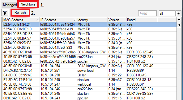 Neighbors Tab