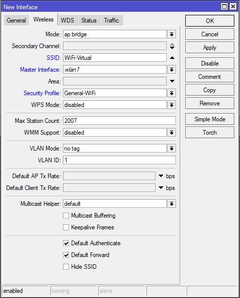 Virtual AP Параметры виртуальной точки доступа